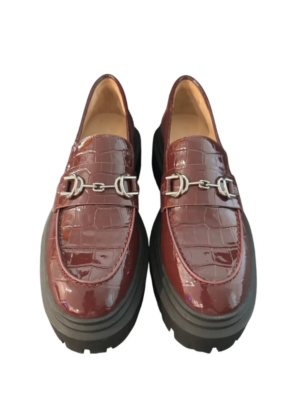 Stuart Weitzman Owen Buckle Ultra Lug Loafer Women's Burgundy Shoe 5.5B NWOB